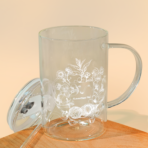 Clear Glass Mug with Straw Lid