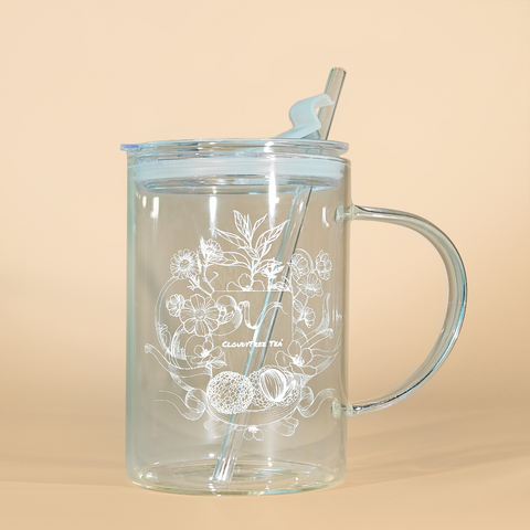 Clear Glass Mug with Straw Lid
