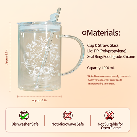 Clear Glass Mug with Straw Lid